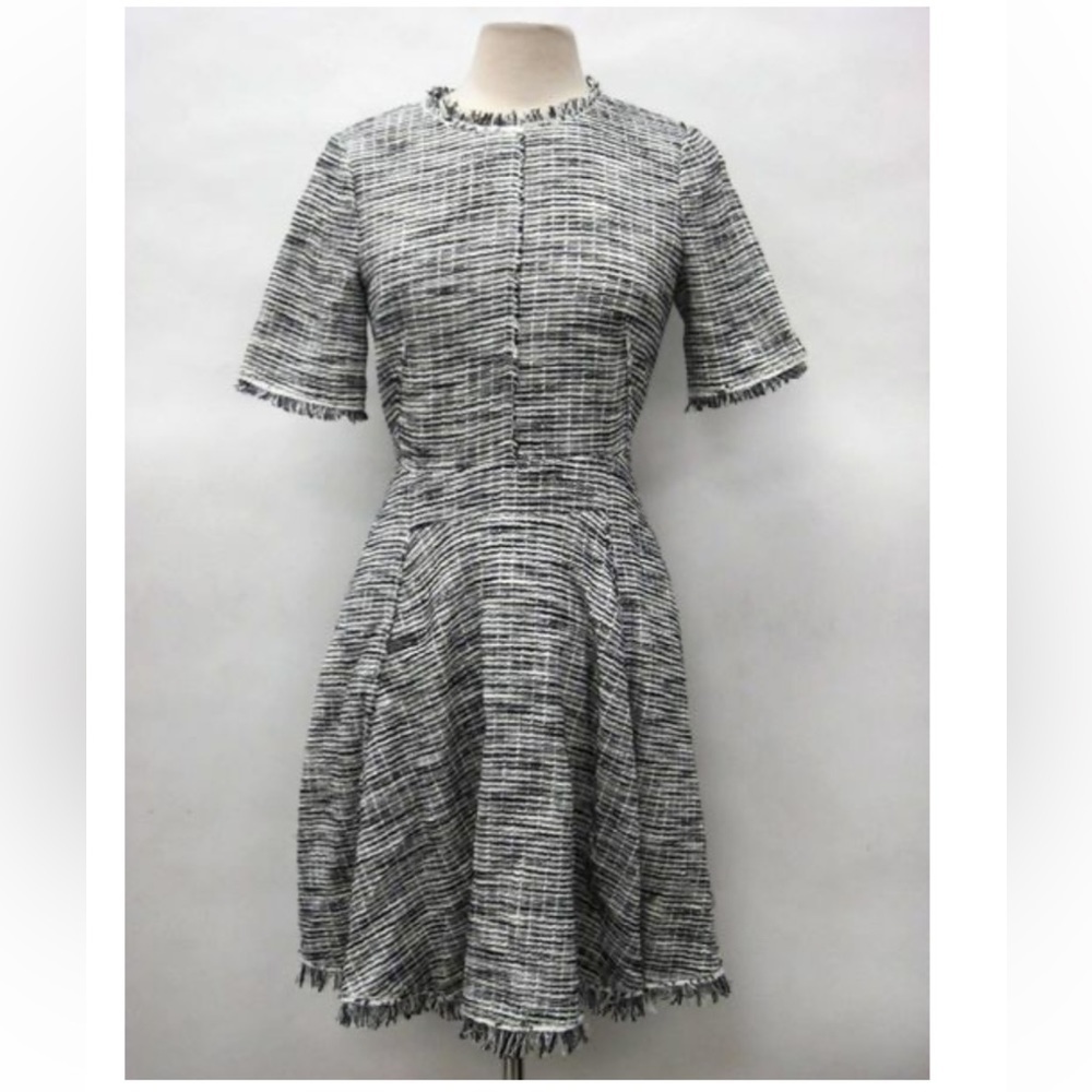 REBECCA TAYLOR Tweed Boucle Fringe tailored dress sz 4 - Picture 3 of 8